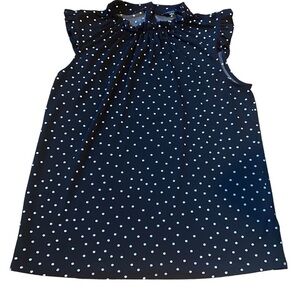 Adrianna Papell blouse polka dot ruffled cap sleeve sleeveless medium stretch